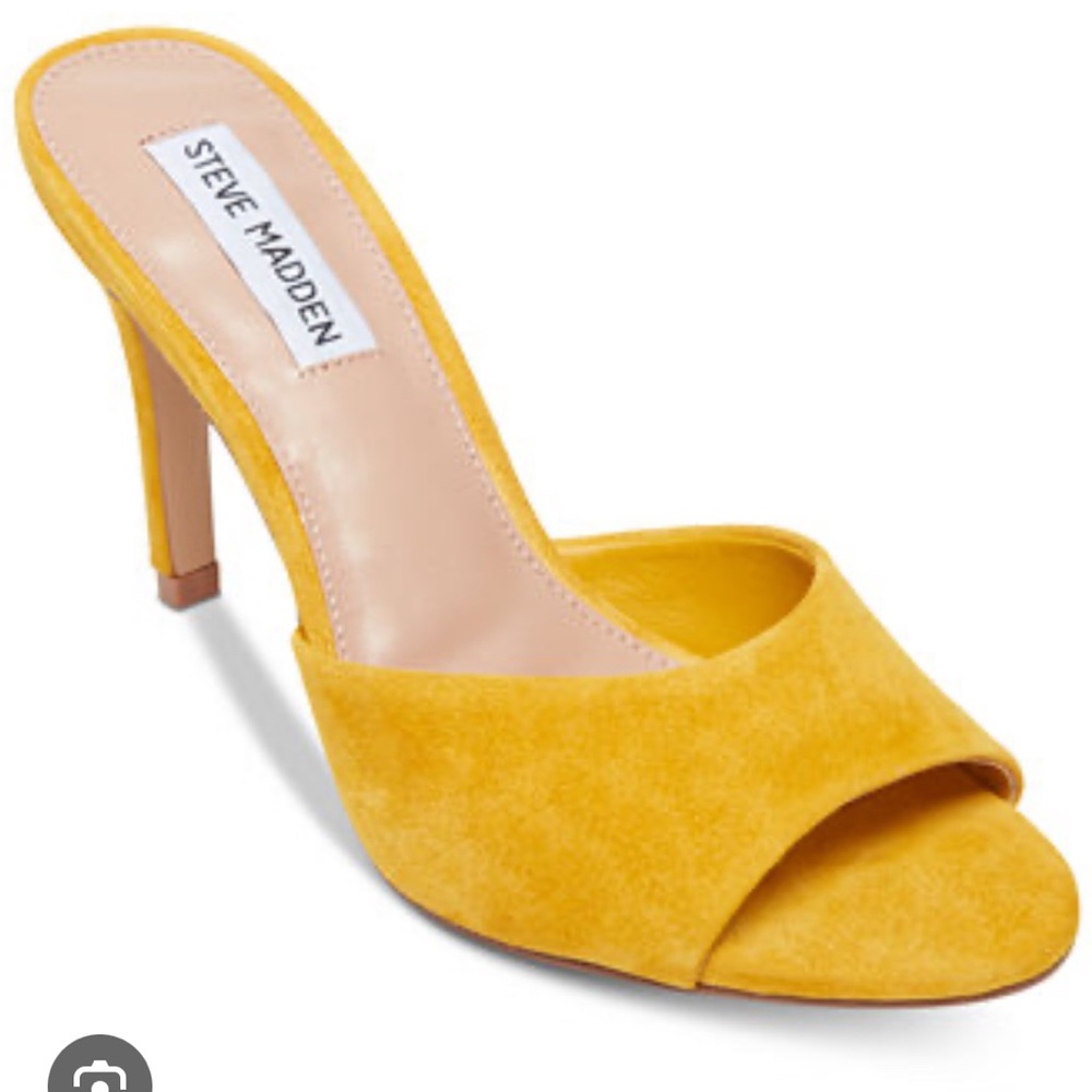 Steve Madden Erin Faux Suede Yellow Women's Heels Slides sz 8